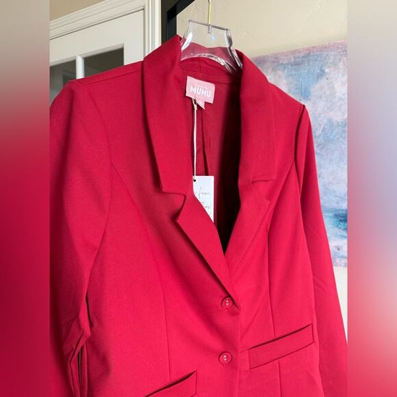 New Show Me Your MuMu Major Blazer in Bright Red Women’s size Small Stretch - Picture 6 of 8